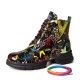 Women Casual Graffiti Stytish Lace Up Thick Bottom Short-Calf Combat Boots Women Casual Graffiti Stytish Lace Up Thick Bottom Short-Calf Combat Boots