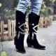 Plus Size Women Suede Rhinestone Chunky Heel Knee Cowboy Boots Plus Size Women Suede Rhinestone Chunky Heel Knee Cowboy Boots