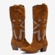Plus Size Women Suede Rhinestone Chunky Heel Knee Cowboy Boots Plus Size Women Suede Rhinestone Chunky Heel Knee Cowboy Boots