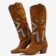 Plus Size Women Suede Rhinestone Chunky Heel Knee Cowboy Boots Plus Size Women Suede Rhinestone Chunky Heel Knee Cowboy Boots
