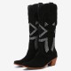 Plus Size Women Suede Rhinestone Chunky Heel Knee Cowboy Boots Plus Size Women Suede Rhinestone Chunky Heel Knee Cowboy Boots