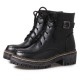 Women Casual Solid Color Buckle Lace Up Platform Short Combat Boots Women Casual Solid Color Buckle Lace Up Platform Short Combat Boots