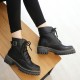 Women Casual Solid Color Buckle Lace Up Platform Short Combat Boots Women Casual Solid Color Buckle Lace Up Platform Short Combat Boots