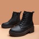 Women Wearable Serpentine Lace Up Chunky Heel Combat Boots Women Wearable Serpentine Lace Up Chunky Heel Combat Boots