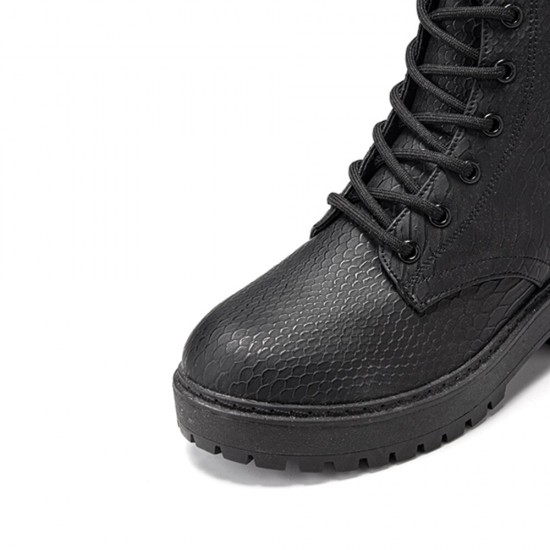 Women Wearable Serpentine Lace Up Chunky Heel Combat Boots Women Wearable Serpentine Lace Up Chunky Heel Combat Boots