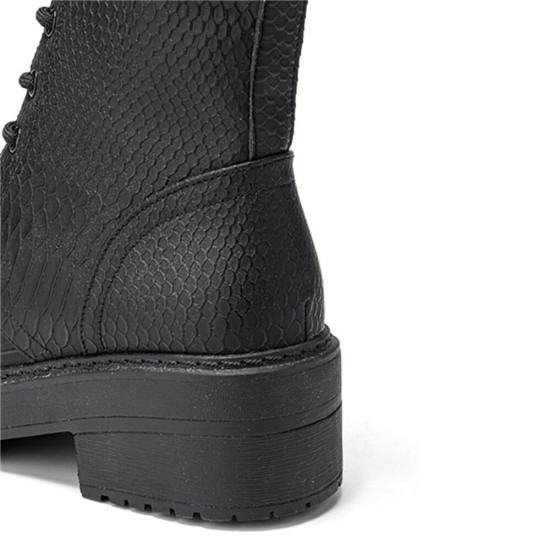 Women Wearable Serpentine Lace Up Chunky Heel Combat Boots Women Wearable Serpentine Lace Up Chunky Heel Combat Boots