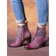Socofy Genuine Leather Floral Pattern Retro Mid-calf Boots Socofy Genuine Leather Floral Pattern Retro Mid-calf Boots