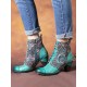Socofy Genuine Leather Floral Pattern Retro Mid-calf Boots Socofy Genuine Leather Floral Pattern Retro Mid-calf Boots