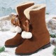 Women Solid Color Casual Elegant Pompom Bowknot Warm Fluff Flanging Snow Boots Women Solid Color Casual Elegant Pompom Bowknot Warm Fluff Flanging Snow Boots