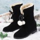 Women Solid Color Casual Elegant Pompom Bowknot Warm Fluff Flanging Snow Boots Women Solid Color Casual Elegant Pompom Bowknot Warm Fluff Flanging Snow Boots