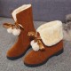 Women Solid Color Casual Elegant Pompom Bowknot Warm Fluff Flanging Snow Boots Women Solid Color Casual Elegant Pompom Bowknot Warm Fluff Flanging Snow Boots