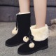 Women Solid Color Casual Elegant Pompom Bowknot Warm Fluff Flanging Snow Boots Women Solid Color Casual Elegant Pompom Bowknot Warm Fluff Flanging Snow Boots