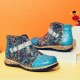 Folkways Pattern Genuine Leather Splicing Comfy Flat Ankle Boots Folkways Pattern Genuine Leather Splicing Comfy Flat Ankle Boots