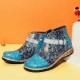 Folkways Pattern Genuine Leather Splicing Comfy Flat Ankle Boots Folkways Pattern Genuine Leather Splicing Comfy Flat Ankle Boots