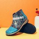 Folkways Pattern Genuine Leather Splicing Comfy Flat Ankle Boots Folkways Pattern Genuine Leather Splicing Comfy Flat Ankle Boots
