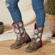 Women Retro Flower Printing Pointed Toe Zipper Mid-calf Cowboy Boots Women Retro Flower Printing Pointed Toe Zipper Mid-calf Cowboy Boots