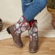 Women Retro Flower Printing Pointed Toe Zipper Mid-calf Cowboy Boots Women Retro Flower Printing Pointed Toe Zipper Mid-calf Cowboy Boots