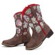 Women Retro Flower Printing Pointed Toe Zipper Mid-calf Cowboy Boots Women Retro Flower Printing Pointed Toe Zipper Mid-calf Cowboy Boots