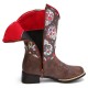 Women Retro Flower Printing Pointed Toe Zipper Mid-calf Cowboy Boots Women Retro Flower Printing Pointed Toe Zipper Mid-calf Cowboy Boots