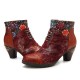 Women Casual Floral Splicing Pattern Warm Lined Zip Up Cone Heel Ankle Boot Women Casual Floral Splicing Pattern Warm Lined Zip Up Cone Heel Ankle Boot
