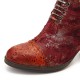 Women Casual Floral Splicing Pattern Warm Lined Zip Up Cone Heel Ankle Boot Women Casual Floral Splicing Pattern Warm Lined Zip Up Cone Heel Ankle Boot
