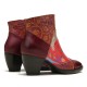 Retro Colorful Printed Flowers Pattern Embossed Stitching Comfortable Zipper High Heel Boots Retro Colorful Printed Flowers Pattern Embossed Stitching Comfortable Zipper High Heel Boots