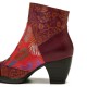 Retro Colorful Printed Flowers Pattern Embossed Stitching Comfortable Zipper High Heel Boots Retro Colorful Printed Flowers Pattern Embossed Stitching Comfortable Zipper High Heel Boots