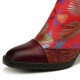 Retro Colorful Printed Flowers Pattern Embossed Stitching Comfortable Zipper High Heel Boots Retro Colorful Printed Flowers Pattern Embossed Stitching Comfortable Zipper High Heel Boots