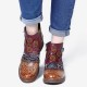 Retro Floral Pattern Splicing Adjustable Casual Round Toe Zipper Ankle Boots Retro Floral Pattern Splicing Adjustable Casual Round Toe Zipper Ankle Boots