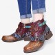 Retro Floral Pattern Splicing Adjustable Casual Round Toe Zipper Ankle Boots Retro Floral Pattern Splicing Adjustable Casual Round Toe Zipper Ankle Boots