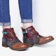 Retro Floral Pattern Splicing Adjustable Casual Round Toe Zipper Ankle Boots Retro Floral Pattern Splicing Adjustable Casual Round Toe Zipper Ankle Boots