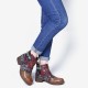 Retro Floral Pattern Splicing Adjustable Casual Round Toe Zipper Ankle Boots Retro Floral Pattern Splicing Adjustable Casual Round Toe Zipper Ankle Boots