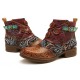 Retro Floral Pattern Splicing Adjustable Casual Round Toe Zipper Ankle Boots Retro Floral Pattern Splicing Adjustable Casual Round Toe Zipper Ankle Boots