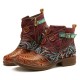Retro Floral Pattern Splicing Adjustable Casual Round Toe Zipper Ankle Boots Retro Floral Pattern Splicing Adjustable Casual Round Toe Zipper Ankle Boots