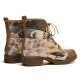 Retro Genuine Leather Newspaper Pattern Flat Ankle Boots Retro Genuine Leather Newspaper Pattern Flat Ankle Boots