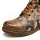 Retro Genuine Leather Newspaper Pattern Flat Ankle Boots Retro Genuine Leather Newspaper Pattern Flat Ankle Boots