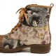 Retro Genuine Leather Newspaper Pattern Flat Ankle Boots Retro Genuine Leather Newspaper Pattern Flat Ankle Boots