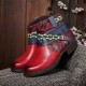 Printed Outdoor Woven Rope Splicing Side-zip Round Toe Block Heel Ankle Boots Printed Outdoor Woven Rope Splicing Side-zip Round Toe Block Heel Ankle Boots