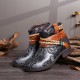 Printed Outdoor Woven Rope Splicing Side-zip Round Toe Block Heel Ankle Boots Printed Outdoor Woven Rope Splicing Side-zip Round Toe Block Heel Ankle Boots