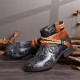 Printed Outdoor Woven Rope Splicing Side-zip Round Toe Block Heel Ankle Boots Printed Outdoor Woven Rope Splicing Side-zip Round Toe Block Heel Ankle Boots