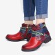 Printed Outdoor Woven Rope Splicing Side-zip Round Toe Block Heel Ankle Boots Printed Outdoor Woven Rope Splicing Side-zip Round Toe Block Heel Ankle Boots