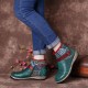 Retro Womens Green Embossed Genuine Leather Soft Flat Zipper Ankle Boots Retro Womens Green Embossed Genuine Leather Soft Flat Zipper Ankle Boots