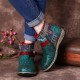 Retro Womens Green Embossed Genuine Leather Soft Flat Zipper Ankle Boots Retro Womens Green Embossed Genuine Leather Soft Flat Zipper Ankle Boots