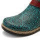 Retro Womens Green Embossed Genuine Leather Soft Flat Zipper Ankle Boots Retro Womens Green Embossed Genuine Leather Soft Flat Zipper Ankle Boots