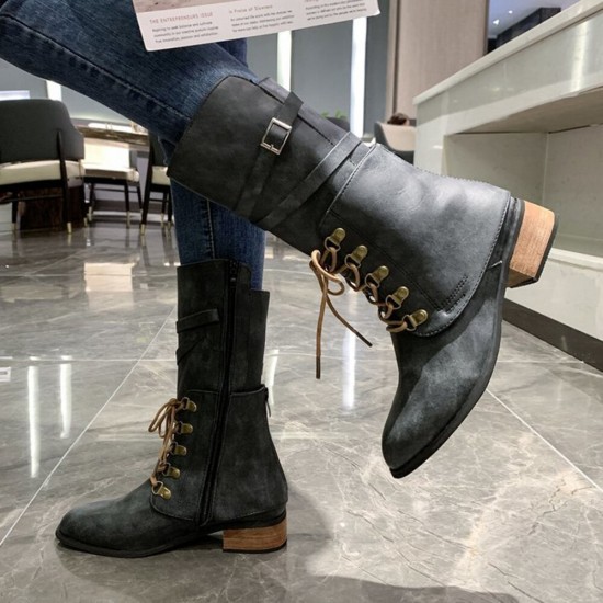Women Large Size Knotted Side-zip Elegant Casual Leather Riding Boots Women Large Size Knotted Side-zip Elegant Casual Leather Riding Boots