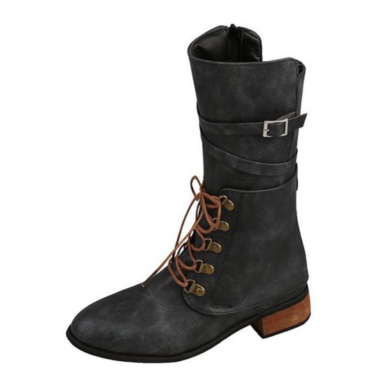 Women Large Size Knotted Side-zip Elegant Casual Leather Riding Boots Women Large Size Knotted Side-zip Elegant Casual Leather Riding Boots