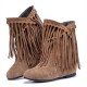 Plus Size Women Casual Suede Tassel Increased Heel Short Boots Plus Size Women Casual Suede Tassel Increased Heel Short Boots