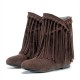 Plus Size Women Casual Suede Tassel Increased Heel Short Boots Plus Size Women Casual Suede Tassel Increased Heel Short Boots