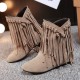 Plus Size Women Casual Suede Tassel Increased Heel Short Boots Plus Size Women Casual Suede Tassel Increased Heel Short Boots