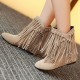 Plus Size Women Casual Suede Tassel Increased Heel Short Boots Plus Size Women Casual Suede Tassel Increased Heel Short Boots